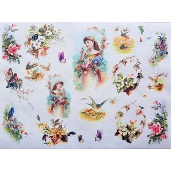 Umělecký papír Itd. Collection Rýžový papír Dívenka s kytičkami A4