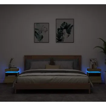 Noční stolek vidaXL Noční stolky s LED osvětlením 2 ks 40x39x48,5 cm [836785] Barva: dub sonoma