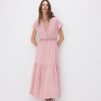 Dámské šaty Reserved - Šaty z nabírané látky - růžová - 5138V-30X - 5138V-30X-XXL