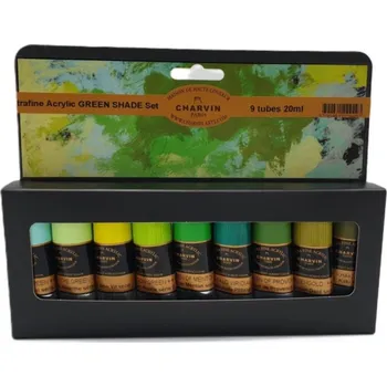 Speciální výtvarná barva Charvin Paris Akrylové barvy Extra Fine Green Shade sada 9x20ml