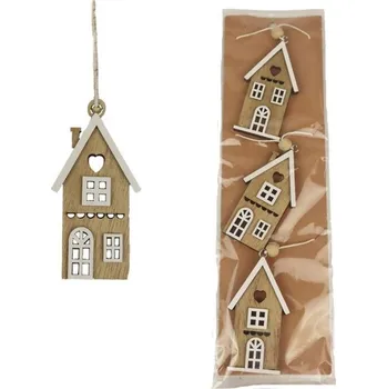 Vánoční dekorace Dřevěný domeček přízdoba na zavěšení mix variant 8x4-5x0,7 cm dekorace
