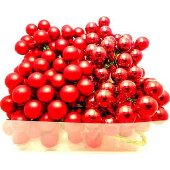 Vánoční dekorace Skleněné kuličky červené matné na drátku průměr 2 cm 6 kusů