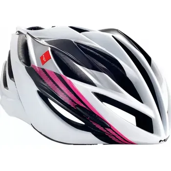 Cyklistická přilba MET Helma MET Forte - bílá/černá/růžová velikost 59-62