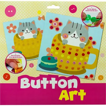 kreativní sada Sada knoflíků KOTEK V ŠÁLKU – vytvořte si vlastní obrázek z knoflíků, DIY