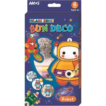 Výtvárné potřeby Slupovací barvy na sklo sada Roboti 6 barev 10,5 ml + 6 sklíček