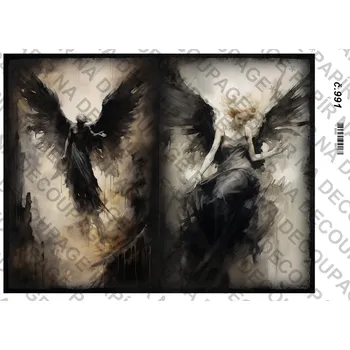 Umělecký papír Rýžový a soft papír na decoupage - Temný anděl- KB0991 Materiál: Rýžový papír, Rozměr: A4