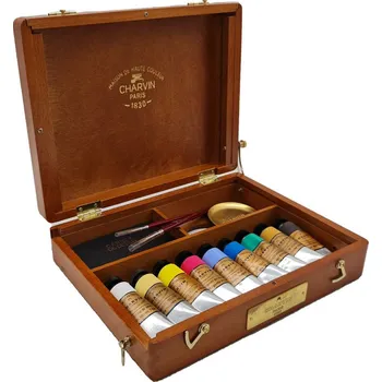 Vodová barva Charvin Kvašové barvy Extra Fine v dřevěném kufříku sada 9x20ml