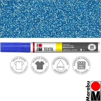 Popisovač na textil modrý glitrový 3 mm Marabu
