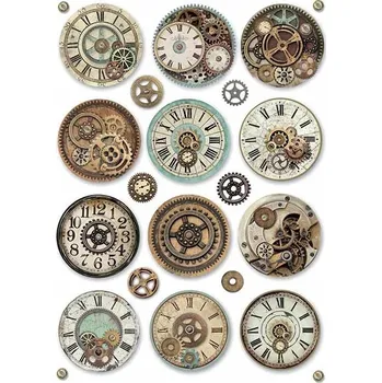 Umělecký papír Rýžový papír Fantastické hodinové strojky Stamperia A4