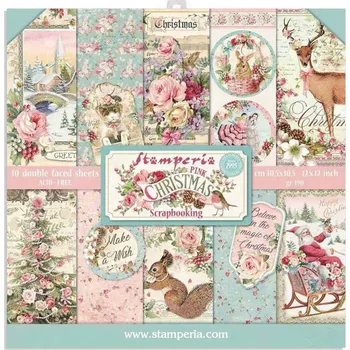 Vánoční dekorace Stamperia Sada papírů na scrapbooking Růžové Vánoce