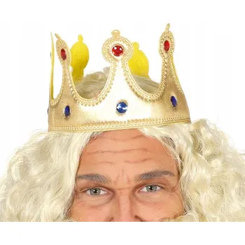 Karnevalový doplněk KORUNA na párty KRÁL krále ZLATÁ s diamantem HISTORICKÁ