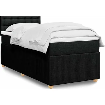 Postel vidaXL Box spring postel s matrací 90x200 cm textil [3289654] Barva: Černá