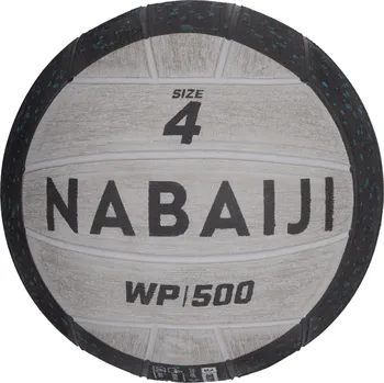 Fotbalový míč DECATHLON Míč na vodní pólo WP500 zatížený 800 g velikost 4 ČERNÁ|ŠEDÁ