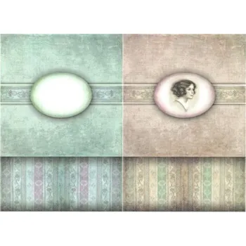 Umělecký papír Itd. Collection Rýžový papír Dívka v oválku na krabičku vintage A4