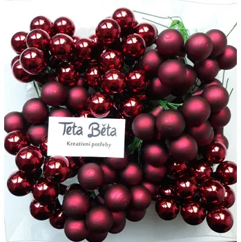 Vánoční dekorace Skleněné vínové kuličky na drátku matné průměr 2 cm