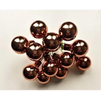 Vánoční dekorace Skleněné kuličky bronzové lesklé na drátku průměr 2 cm 6 kusů