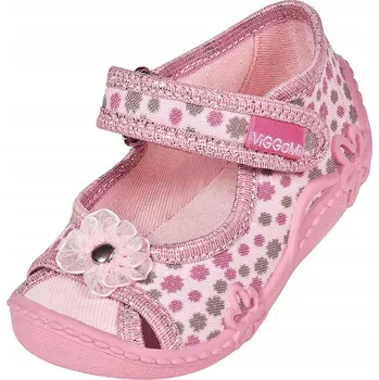 Dívčí obuv Viggami dětské papuče na suchý zip Rzepy růžové, velikost 21
