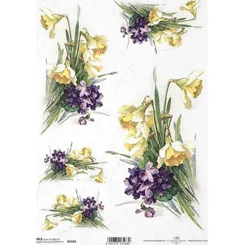 Umělecký papír Itd. Collection Rýžový papír Narcisy a fialky A4