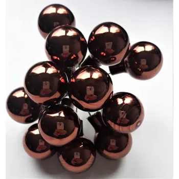 Vánoční dekorace Skleněné kuličky tmavě hnědé lesklé na drátku průměr 2 cm 6 kusů