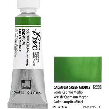Speciální výtvarná barva ShinHan Akvarelová barva PWC 15 ml Cadmium Green Middle 568
