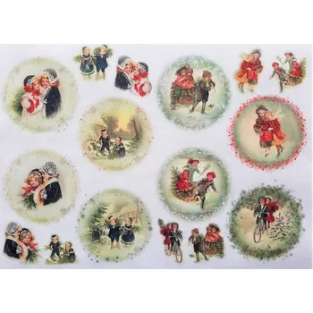 Umělecký papír Itd. Collection Rýžový papír Děti retro v kruzích A4