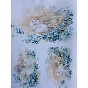 Umělecký papír Itd. Collection Rýžový papír Labutě na jezírku s pomněnkami A4