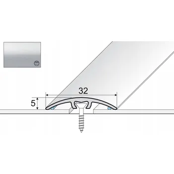 Podlahová lišta Hliníková lišta Effector 32 x 5, délka 120 cm, stříbrná