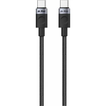 Datový kabel iPEAX Textilní kabel USB-C / USB-C 1 m, USB 2.0, černý