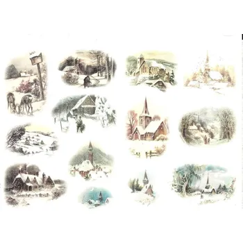 Umělecký papír Itd. Collection Rýžový papír Kostelíčky v oválcích A4