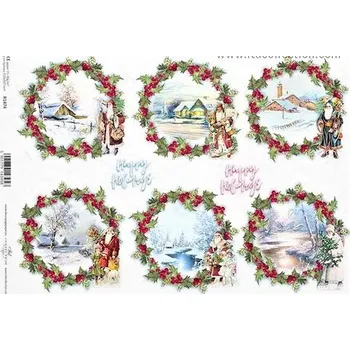 Umělecký papír Itd. Collection Rýžový papír Cesmíny a Děda Mráz A4