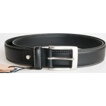 Opasek Kožený opasek 110 cm dlouhý sešitý ze dvou vrstev matné černé kůže 34 mm široký