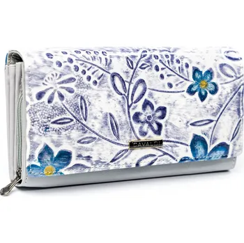 Peněženka Dámská květinová peněženka z přírodní a ekologické kůže Barva: bílá || fialová