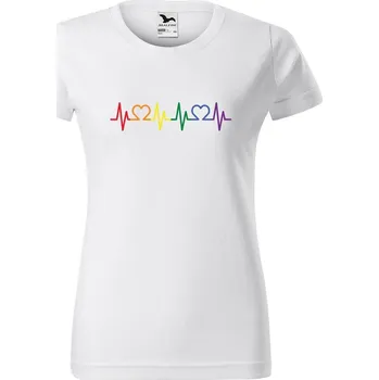 Dámské tričko DOBRÝ TRIKO Dámské tričko s potiskem LGBT tep srdce Barva: Bílá, Velikost: 3XL