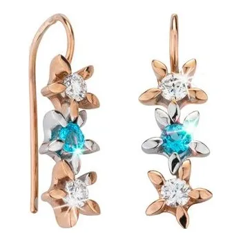 Náušnice JK Zlaté náušnice kytičky s přírodními topazy Swiss a diamanty Diamant 14 kt ZNKV029G-10-1200