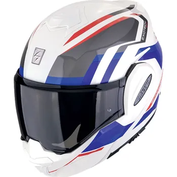 Motodoplněk Překlápěcí helma na motorku Scorpion EXO-TECH EVO FURIO bílo-červeno-modrá XL