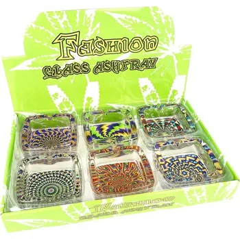 Popelník KRCZ Cigaretový popelník skleněný Motiv, 6mix