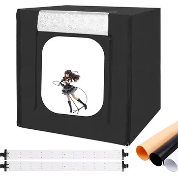 Softbox Fotografický stan přenosný 40 cm, 2 x světlo LED, 3 x pozadí, taška