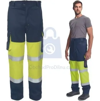 montérky Kalhoty pracovní do pasu TAP PM HV, CERVA žlutá/navy, S, balení 1 ks