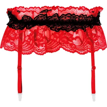 Kalhotky Sweet Secret red krajkový podvazkový pás 8548 M červená