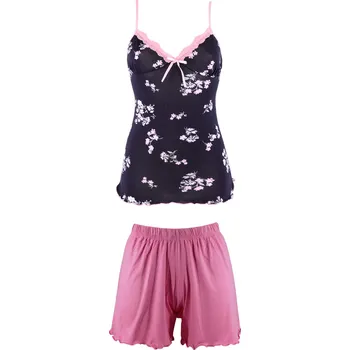 Dámská noční košile Vonia letní set košilka kraťasy pyžamo 3XL růžová