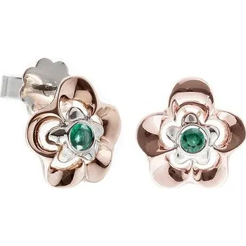 Náušnice JK Zlaté náušnice kytičky s přírodními smaragdy Smaragd 14 kt ZNDI011G-01-0500