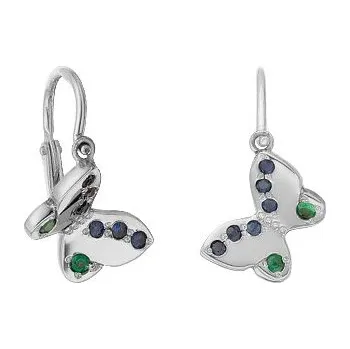 Náušnice JK Zlaté náušnice s přírodními safíry a smaragdy Safír modrý 14 kt ZNMO025B-05-0001