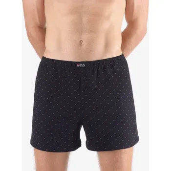 Trenýrky GINA pánské trenky volné, šité, s potiskem 75212P - černá brandy - 54/56