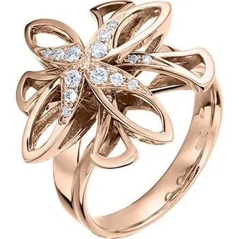 Prsten JK Zlatý pohyblivý prsten kytička s přírodními diamanty Velikost prstenu: 47 Diamant 14 kt ZPDI190C-47-1000