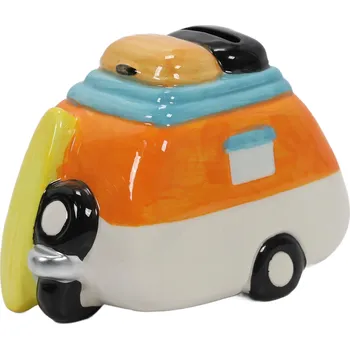 Pokladnička Home Styling Collection Barevná keramická pokladnička s cestovním motivem, oranžová