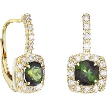 Náušnice JK Zlaté náušnice s přírodními turmalíny a diamanty Diamant 14 kt ZNDI223Z-03-1001