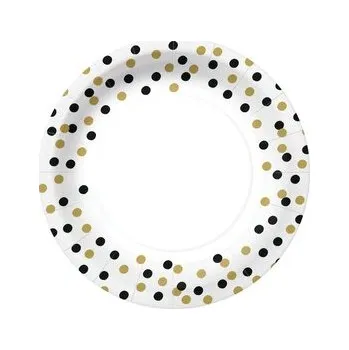 Talíř Papírový talíř velký - Confetti Gold&Black;