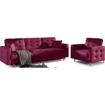 Sedací souprava Sedací souprava ASGARD 3+1 Mat Velvet 68 vínová
