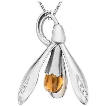 Přívěsek JK Zlatý přívěsek sněženka s přírodním citrínem a diamanty Diamant 14 kt ZZKV030B-99-1900