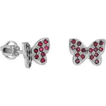 Náušnice JK Zlaté náušnice motýlci s přírodními rubíny Rubín 14 kt ZNMO024B-02-0400